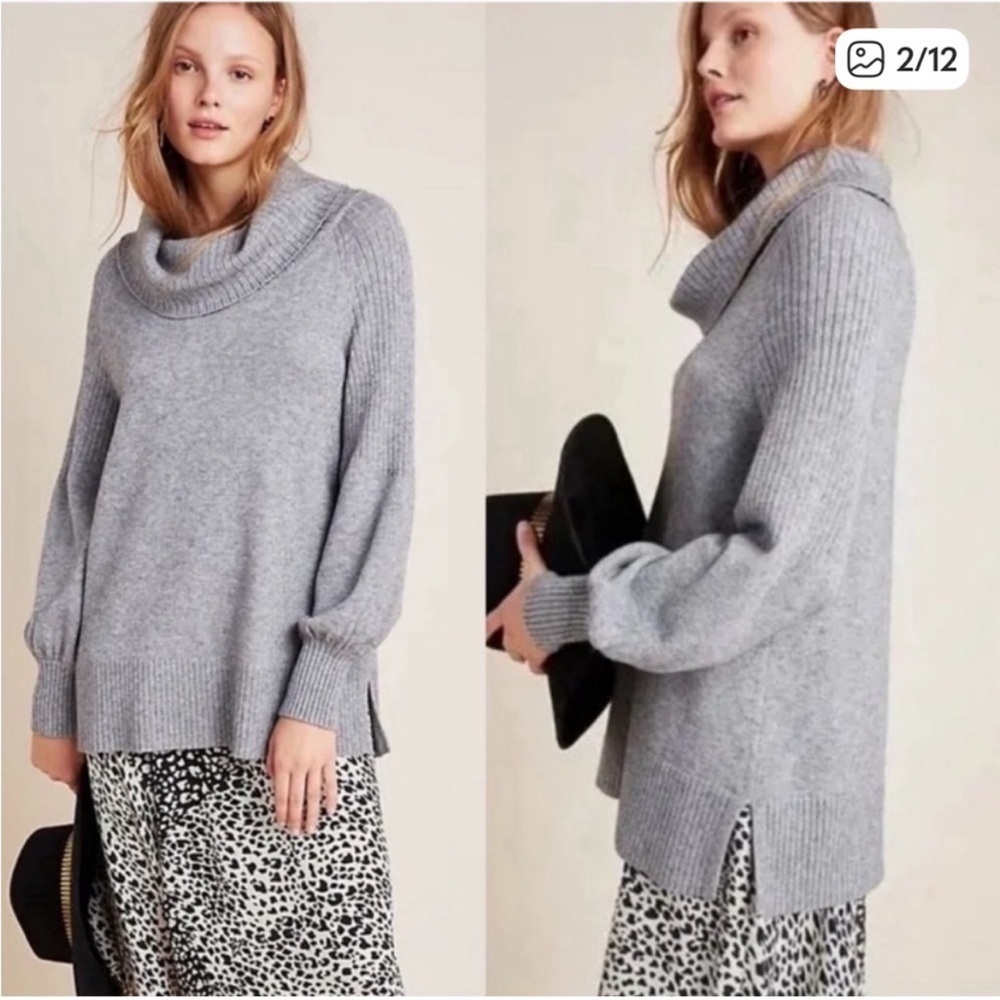 Anthropologie Balloon Sleeve Cowl Neck Sweater